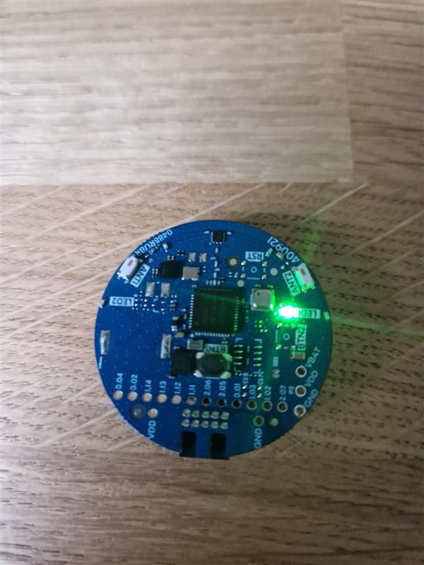nRF54L15 TAG LED green, music mode