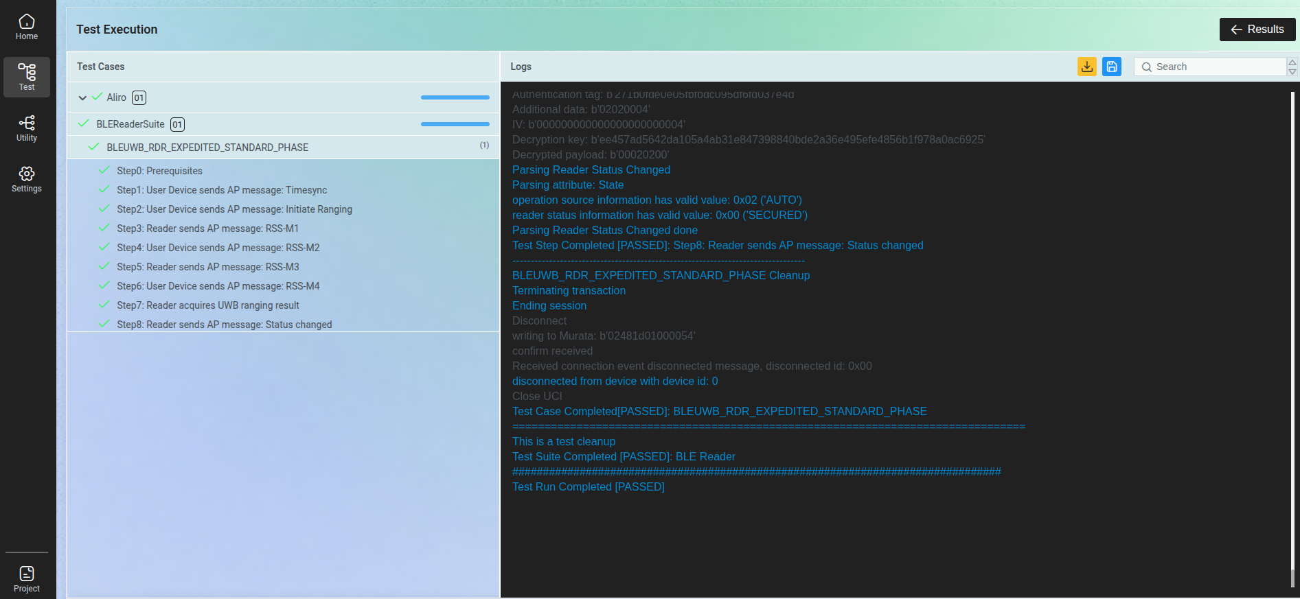 Basic test results view.
