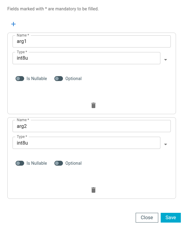 Arguments tab