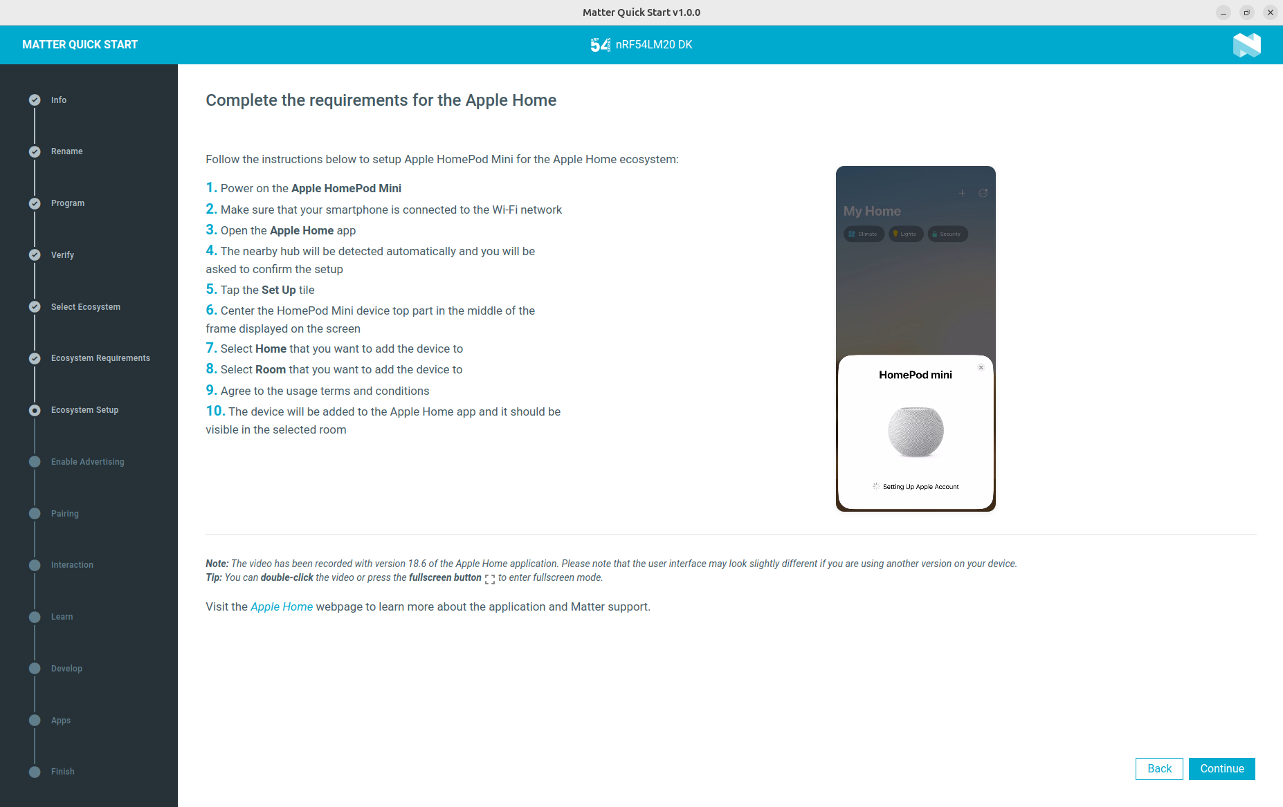 Matter Quick Start app