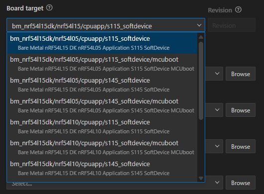 Board target drop-down menu