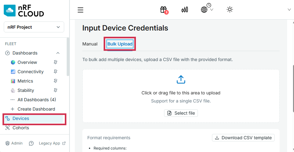 nRF Cloud - Bulk upload